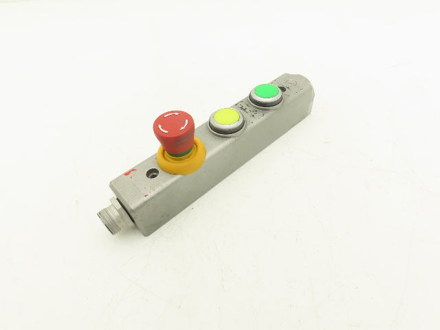 Fortress Interlocks 3-Pushbutton Station Illuminated Green Yellow E-Stop 24V