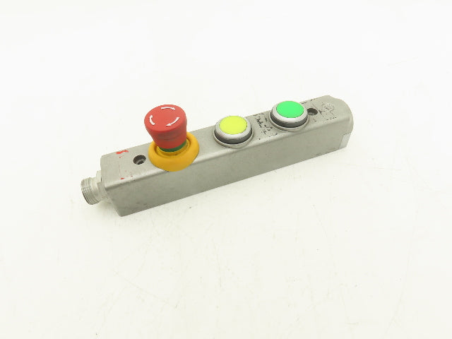 Fortress Interlocks 3-Pushbutton Station Illuminated Green Yellow E-Stop 24V