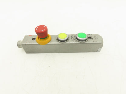 Fortress Interlocks 3-Pushbutton Station Illuminated Green Yellow E-Stop 24V