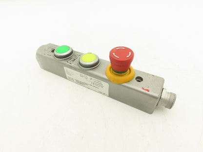 Fortress Interlocks 3-Pushbutton Station Illuminated Green Yellow E-Stop 24V