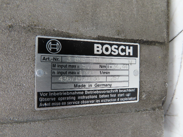 Bosch Rexroth Gearmotor 0.86kW 254/460V 34.44:1 Ratio 3 842 519 005