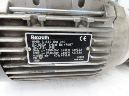 Bosch Rexroth Gearmotor 0.86kW 254/460V 34.44:1 Ratio 3 842 519 005