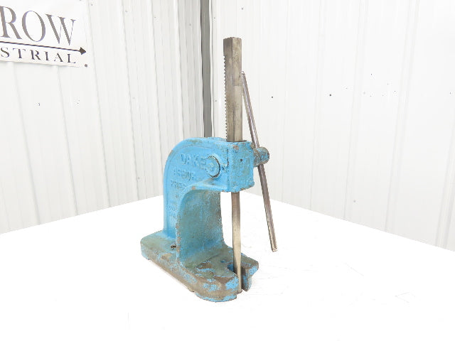 Dake Model No 0 Bench Top Arbor Press 1-1/2 Ton 4.5" Throat 7.75" Stroke