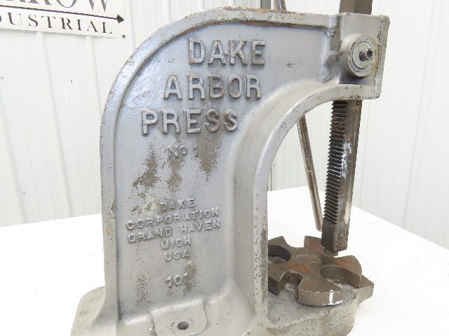 Dake Model No 1 Bench Top Arbor Press 3 Ton 7" Throat 11.5" Stroke