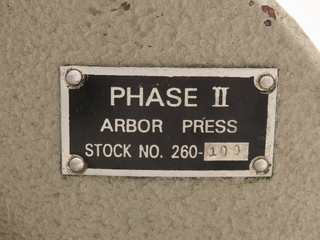 Phase II 260-100 Bench Top Arbor Press 1/2 Ton 3" Throat 6" Stroke