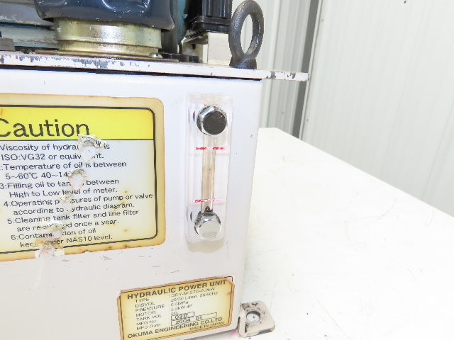 Okuma OEY-M-STD-2.2KW Lathe Hydraulic Power Unit 30L/Min 20L Tank Tokimec Valve
