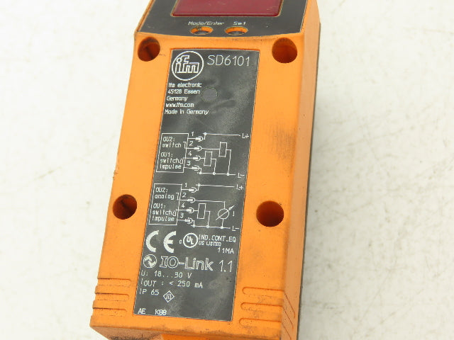 IFM SD6101 Gas Flow Rate Meter Sensor Counter 1/2"NPT Pipe 71.8 scfm