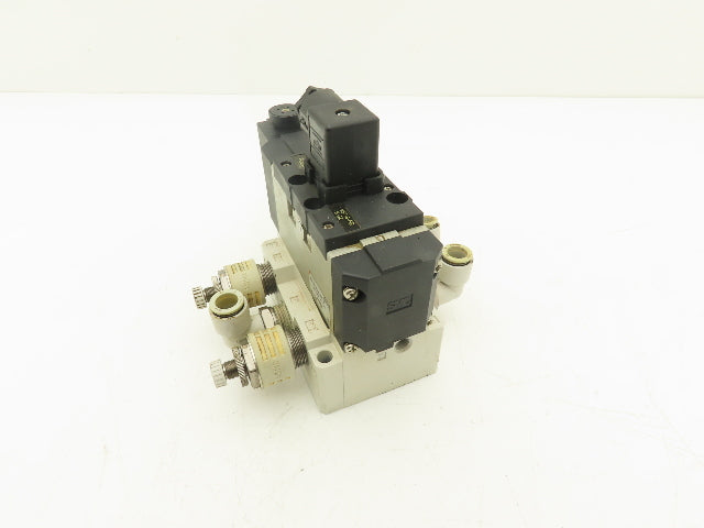 SMC VS7-8-FG-S-3Z-Q Pneumatic Air Solenoid Valve 24VDC With Manifold Block