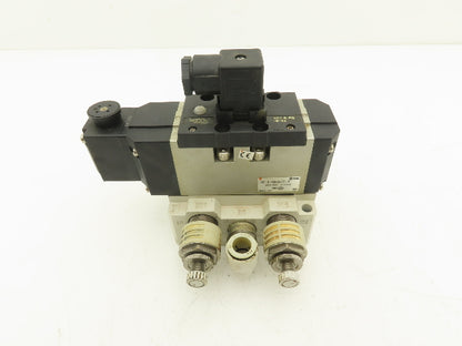 SMC VS7-8-FG-S-3Z-Q Pneumatic Air Solenoid Valve 24VDC With Manifold Block