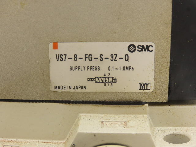 SMC VS7-8-FG-S-3Z-Q Pneumatic Air Solenoid Valve 24VDC With Manifold Block