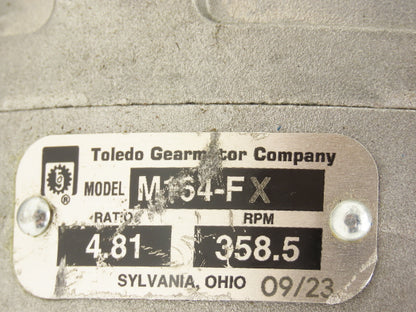 Toledo Gearmotor M164-FX Spur Gearbox 4.81:1 Reducer 358.5rpm 56C Parallel Shaft