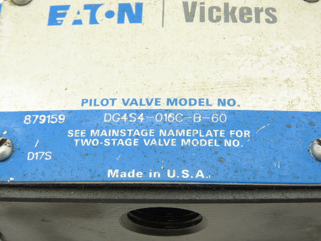 Vickers DG4S4-016C-B-60 Hydraulic Directional Control Solenoid Valve 120V D05