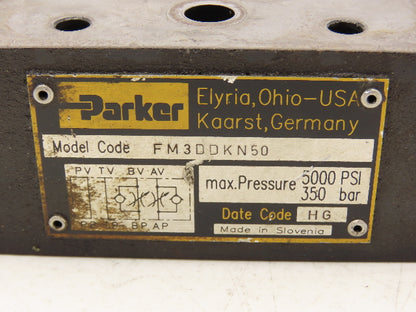 Parker FM3DDKN50 Hydraulic Flow Control Throttle Check Valve 5000 PSI