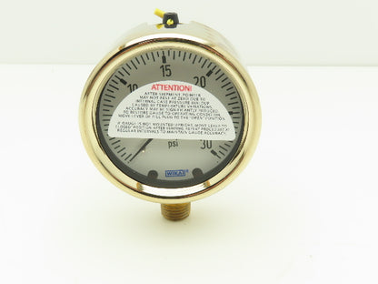 Wika 9310681 Liquid Filled Brass Pressure Gauge 0-30PSI 1/4"NPT