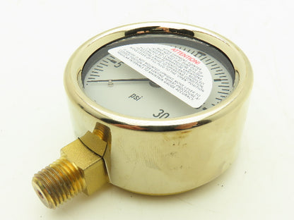 Wika 9310681 Liquid Filled Brass Pressure Gauge 0-30PSI 1/4"NPT