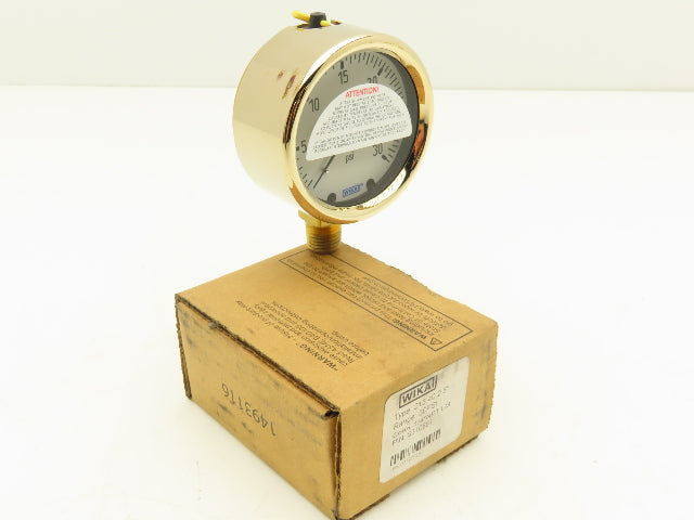 Wika 9310681 Liquid Filled Brass Pressure Gauge 0-30PSI 1/4"NPT