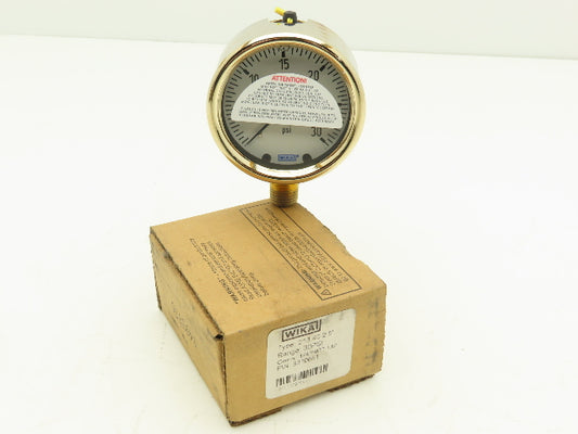 Wika 9310681 Liquid Filled Brass Pressure Gauge 0-30PSI 1/4"NPT