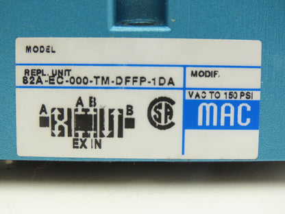 Mac 82A-EC-000-TM Pneumatic Solenoid Valve 4/3 Double Acting 150PSI 24VDC Coil