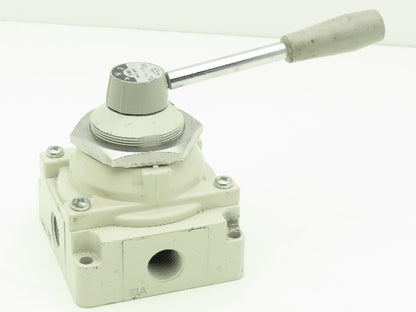 SMC VH410-N04-L Rotary Hand Lever Pneumatic Air Control Valve 3 Pos 1/2" NPT
