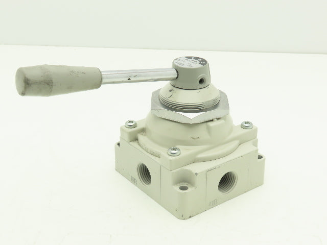 SMC VH410-N04-L Rotary Hand Lever Pneumatic Air Control Valve 3 Pos 1/2" NPT