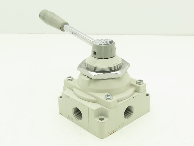 SMC VH410-N04-L Rotary Hand Lever Pneumatic Air Control Valve 3 Pos 1/2" NPT