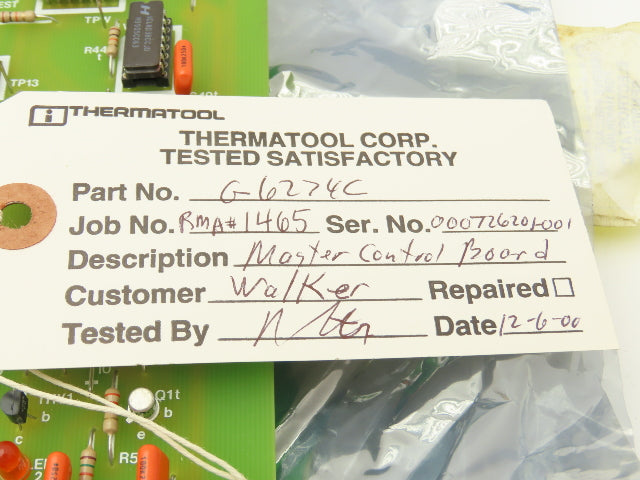 Inductroweld 0123456789 G6274C Master Control Printed Circuit Board PCB