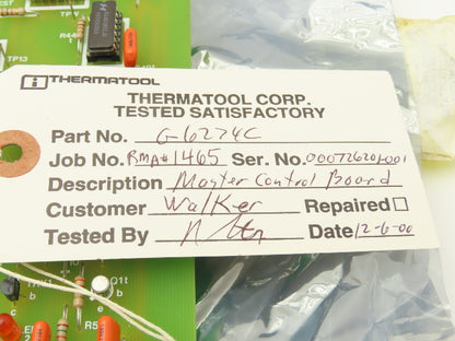Inductroweld 0123456789 G6274C Master Control Printed Circuit Board PCB