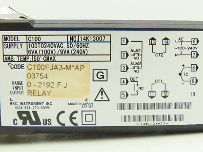 RKC C100FJA3-M Rex C100 PLC Temperature Controller Module 0-2192°F 100-240V