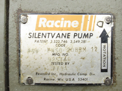 Racine PSV PNS0 20HRM 12 Silent Vane Hydraulic Pump 15.2 GPM 2000 PSI