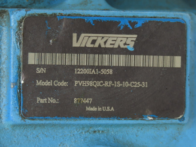 Vickers PVH98QIC-RF-1S-10-C25-31 Hydraulic Piston Pump 46 GPM 4000 PSI 4-Bolt