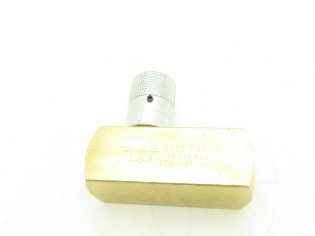 Parker F1200B Colorflow Brass Hydraulic Flow Control Valve 3/4"NPT 25GPM 2000PSI