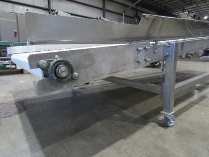 70"x 16' 9" Stainless Portable Incline Conveyor Mattop Belt Food Grade *No Drive