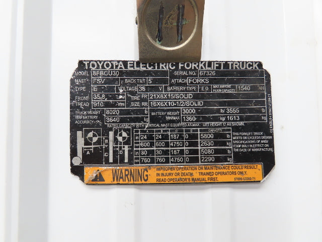 Toyota 24410-31474-71 Electric Forklift OPS Controller Assembly Off Of 8FBCU30