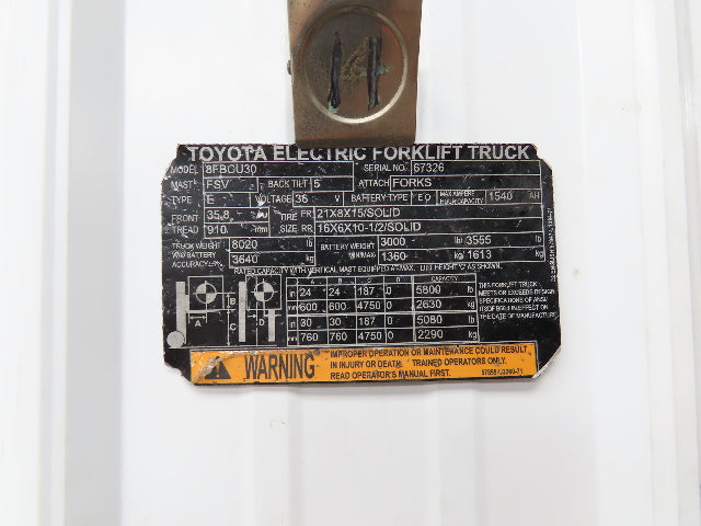 Toyota Electric Forklift Steering Wheel With Column Removed From 8FBCU30
