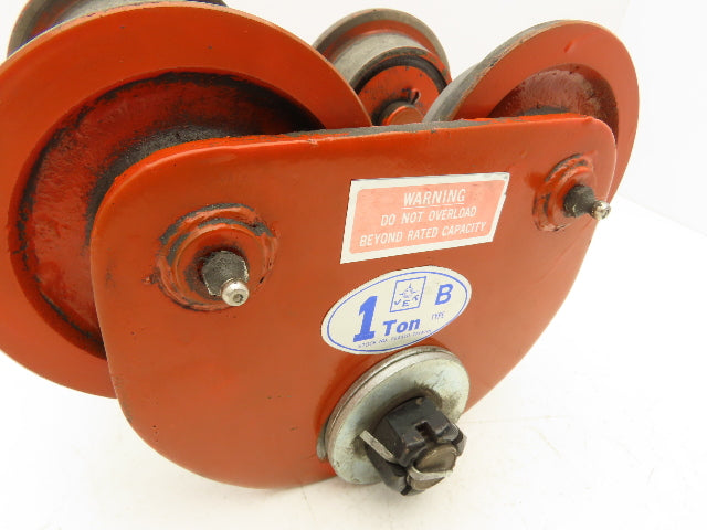 Jet B Type 1-Ton Manual Plain Push Trolley 3"-6" Beam Flange 2000Lb