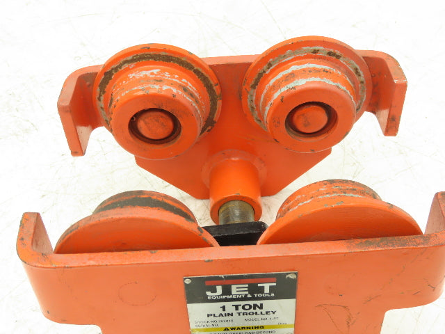 Jet 1-PT 2200Lb 1-Ton Manual Plain Push Trolley 3"-8" Beam Flange