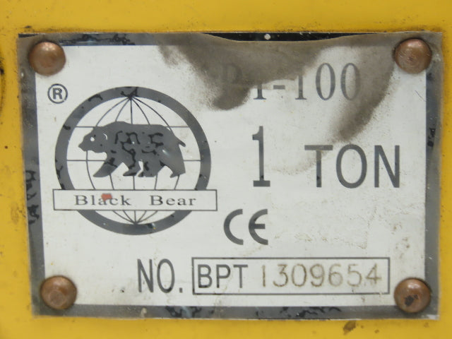 Black Bear PT-100 2200Lb 1-Ton Manual Plain Push Trolley 8"-10" Flange