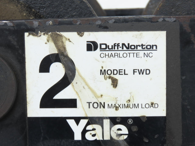 Yale FWD 4000Lb 2-Ton Manual Plain Push Trolley 2.5"-7" Beam Flange