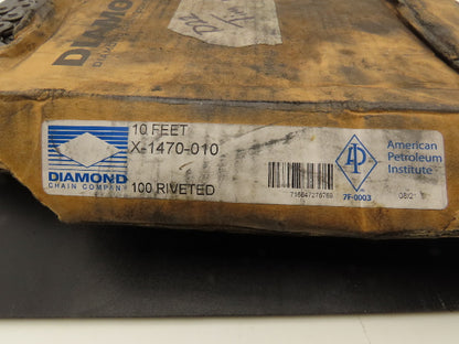 Diamond X-1470-010 #100 Riveted Roller Chain 1.25"Pitch 10'L No Master Link