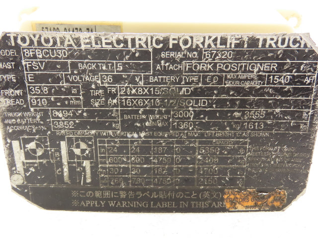 Toyota 57120-21473-71 Electric Forklift Dash Display Controller Off Of 8FBCU30