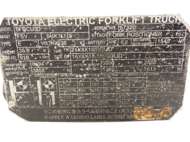 Toyota 57440-12470-71 Forklift Light Control Selector Switch From 8FBCU30