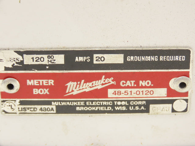 Milwaukee 48-51-0120 Coring Drill Motor Meter Box Assembly 120V 20A  Twist Lock
