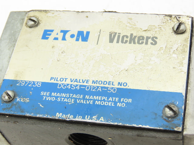 Vickers DG4S4-012A-50 Directional Control Single Solenoid Valve 120V Old Style