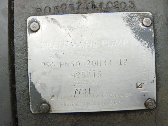Rexnord PSV PNS0 20HRB 12 Silent Vane Hydraulic Pump 15 GPM 1800 RPM 2000 PSI