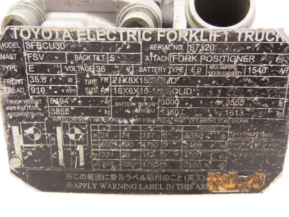 Toyota 67110-U2580-71A Electric Forklift Hydraulic Pump Off Toyota 8FBCU30