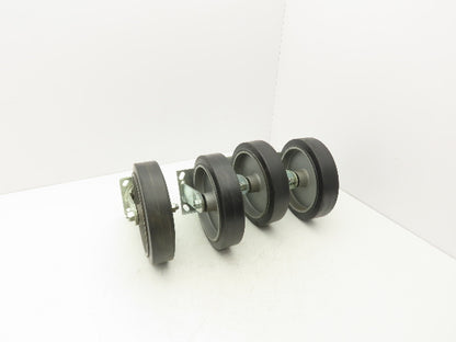 SCC 8"x 2" Aluminum Caster Wheel Black Rubber 2 Swivel Non-Locking  Set of 4