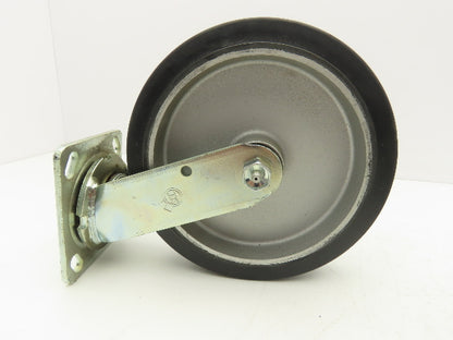 SCC 8"x 2" Aluminum Caster Wheel Black Rubber 2 Swivel Non-Locking  Set of 4