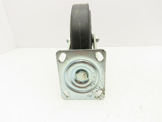 SCC 8"x 2" Aluminum Caster Wheel Black Rubber 2 Swivel Non-Locking  Set of 4