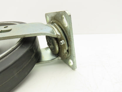 SCC 8"x 2" Aluminum Caster Wheel Black Rubber 2 Swivel Non-Locking  Set of 4