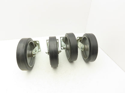 SCC 8"x 2" Aluminum Caster Wheel Black Rubber 2 Swivel Non-Locking  Set of 4